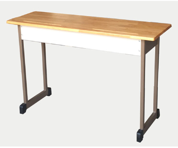 Bàn HS 2 chỗ mặt gỗ ghép, chân sắt tròn